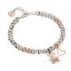 Bracelet bicolor with baby with zircons and plated pink heart
