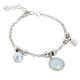 Bracelet with Swarovski beads light blue and crystal green water
