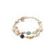 Bracelet double thread with Swarovski beads white and passing of agate mix blue