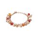 Bracelet with agate orange, Swarovski beads peach and balls scratched