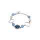 Bracelet with agata light blue, Swarovski beads and zircons