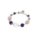 Bracelet  with amethyst, pink quartz torchon and rock crystal