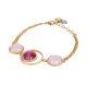 
Bracelet with cubic zirconia decoration and fuchsia and pink cabochon