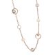 Long necklace pink with orbits of zircons and central in mother-of-pearl
