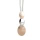 Necklace bicolor double wire oval with smooth and scratched