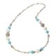Necklace with heavenly agata, white and gray and turquoise