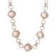 Necklace double wire with central decoration of crystals peach and zircons