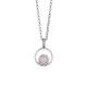 
Necklace with cubic zirconia pendant and light pink cabochon
