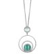 
Long necklace with concentric circles of cubic zirconia and sky-blue cabochon