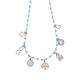 Collana rosario con cristalli azzurri e charms tema 