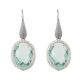 Earrings with zircons and briolette crystal water green