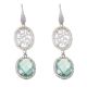 Earrings with zircons and briolette crystal water green