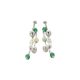 Earrings with agata green and mix green, Swarovski beads white and balls scratched