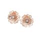 Pink lobe earrings with three-dimensional wild rose and zircons