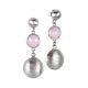 
Dangle earrings with rose quartz color milk
