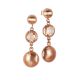 
Drop earrings with peach crystal