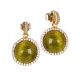 
Earrings with pendant green cabochon and zircon