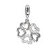 Charm in the shape of a four-leaf clover with zircons