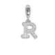 Charm con lettera R in zirconi