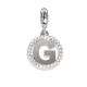 Charm circolare in zirconi con lettera G