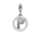 Charm circolare in zirconi con lettera P