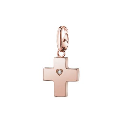 Charm of love croce in argento 925 rosa e diamante