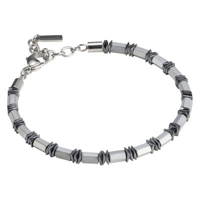 
Men&#39;s bracelet in white steel and hematite
