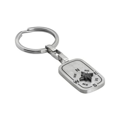 
Key ring with rhodium-plated and wind rose