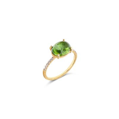 anello in oro 18 kt diamanti e tormalina verde