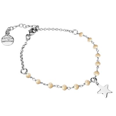 
Bracelet with beige and star crystals