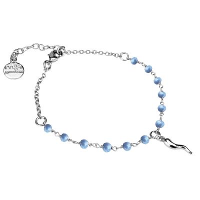 
Bracelet with light blue crystals and lucky charm