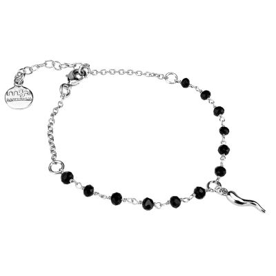 
Bracelet with black crystals and lucky charm