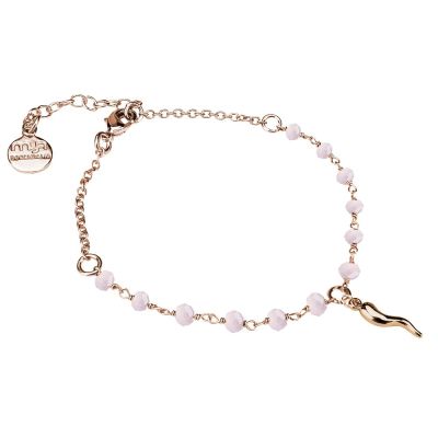 
Rosé bracelet with pink milk crystals and lucky charm