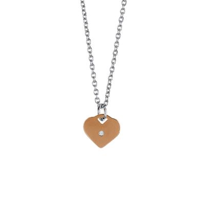
Necklace with pink heart and central strass