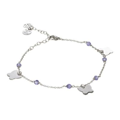 Ankle brace with Swarovski tanzanite and charms butterfly shape