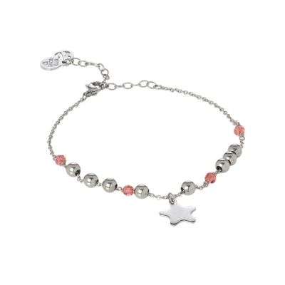 Ankle brace with Swarovski padparadscha  and charm in the form of a star