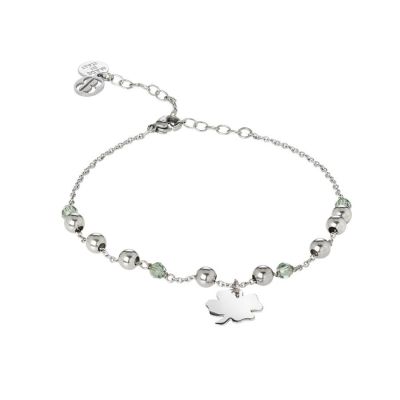 Ankle brace with Swarovski erinite  and charm in the shape of a four-leaf clover
