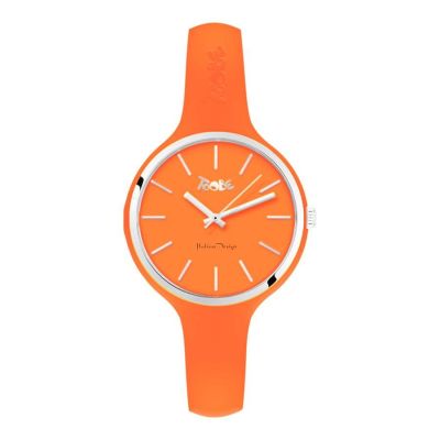 Watch lady in silicone anallergic orange and silver ring