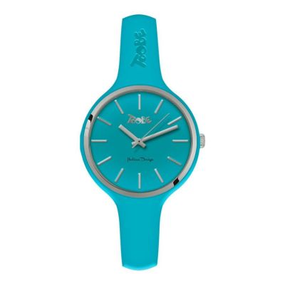 Watch lady in anallergic silicone blue and silver ring