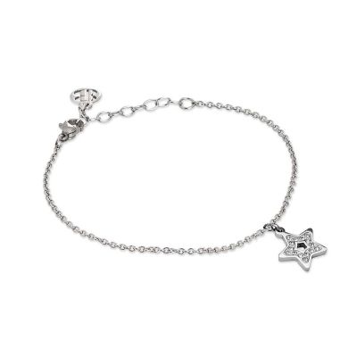 
Rhodium plated bracelet with pendant star and rhinestones