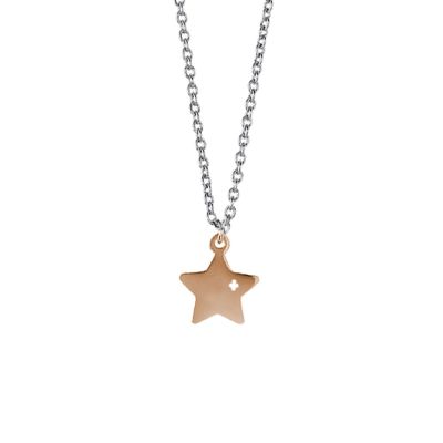 
Steel necklace with pendant pink star