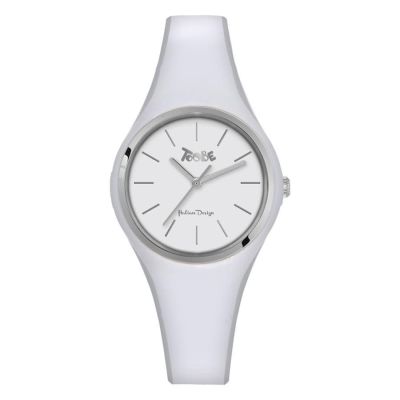 Watch lady in anallergic silicone white and silver ring