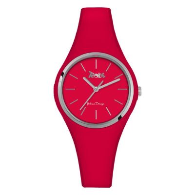 Watch lady in anallergic silicone red and silver ring