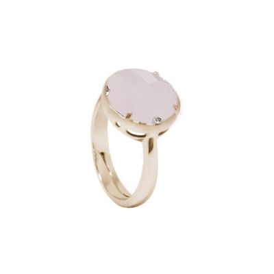 Plated ring yellow gold with pink quartz milk