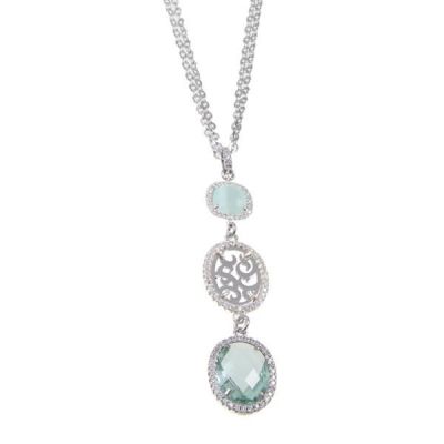 Necklace with a pendant from reason arabesque, zircons and crystals colored briolette