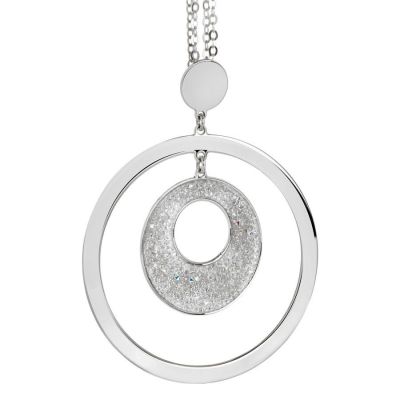 Necklace Pendant with concentric and Swarovski crystal rock