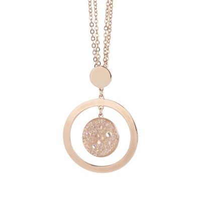 Necklace Pendant with concentric and surface galuchat Swarovski aurora borealis