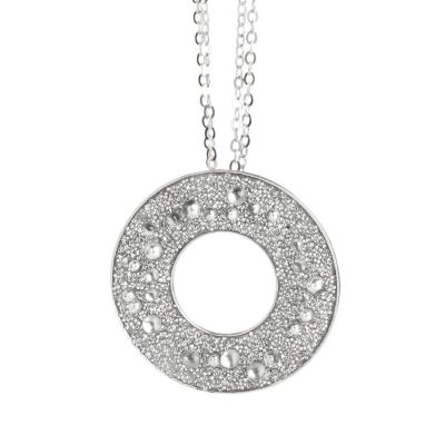 Necklace with a pendant from the surface galuchat Swarovski silver