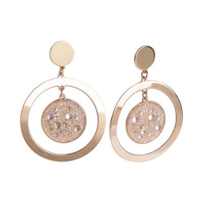 Concentric earrings with surface galuchat Swarovski aurora borealis