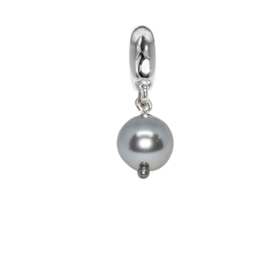 Charm con perla Swarovski light grey